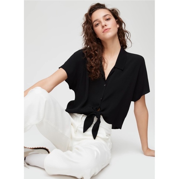 Aritzia Tops - WILFRED Free | The Tie Front Blouse Black Size Small Aritzia